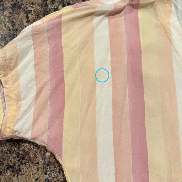 Rails Top Boho Cottage Coastal Grandma Soft Girl Button Up Tie Stripe Medium - Picture 7 of 8